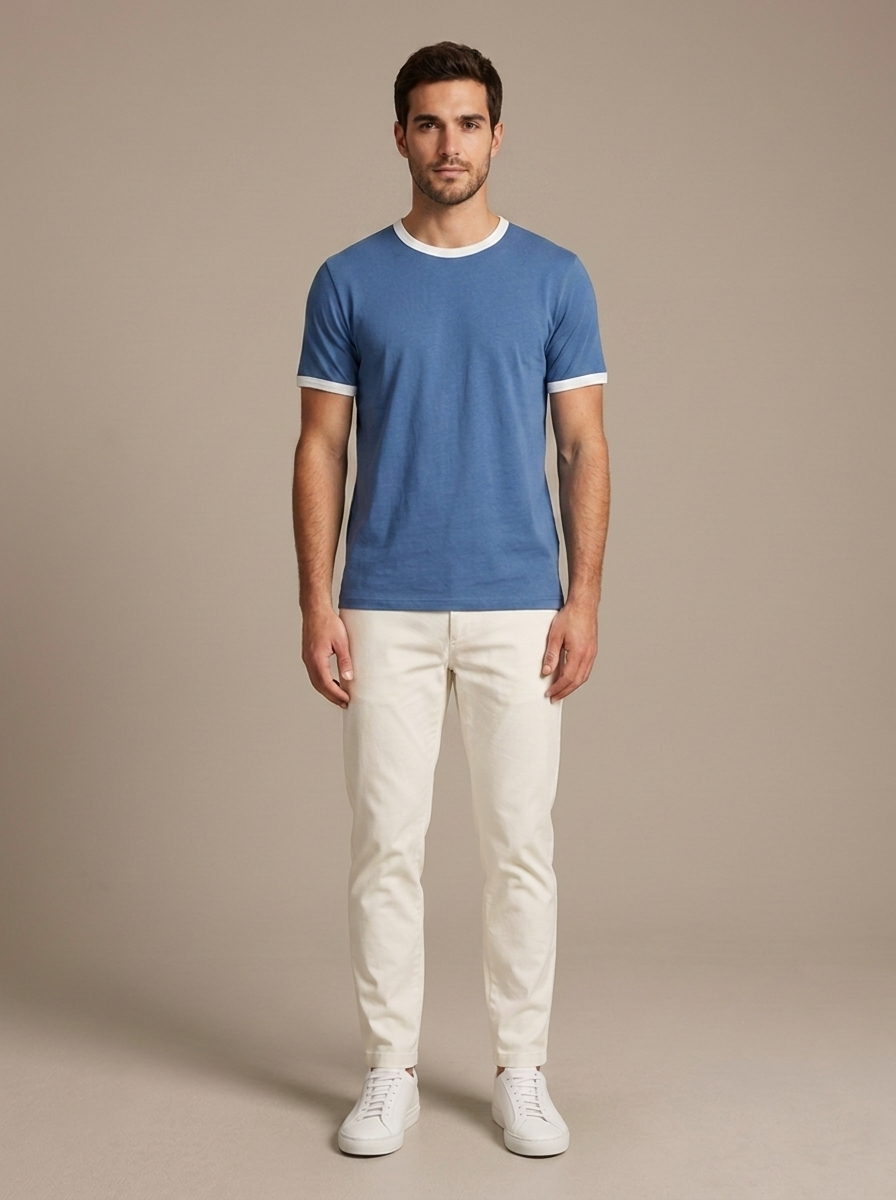 T-shirt Cedric - Bleu et blanc