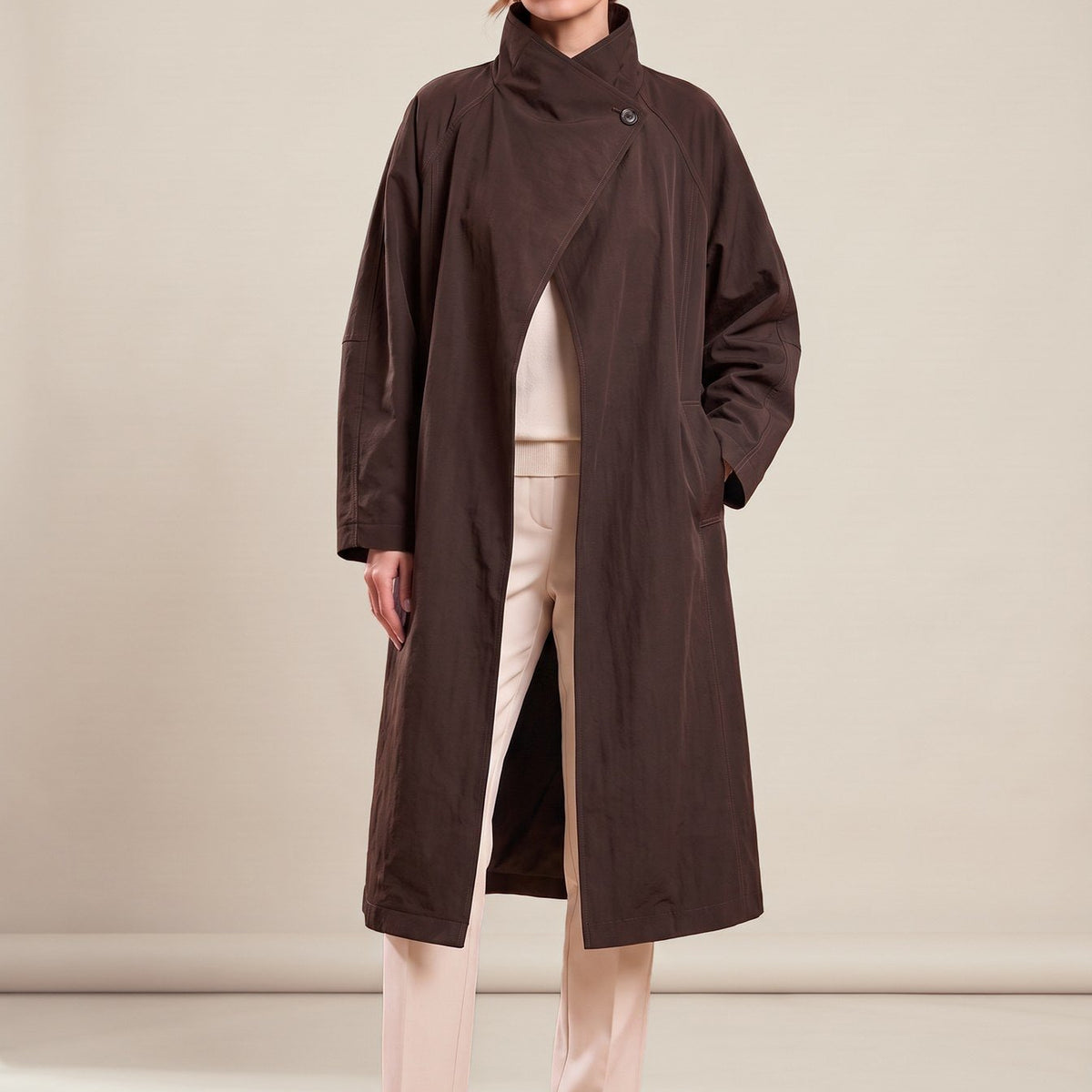 Irène Coat in chocolate brown