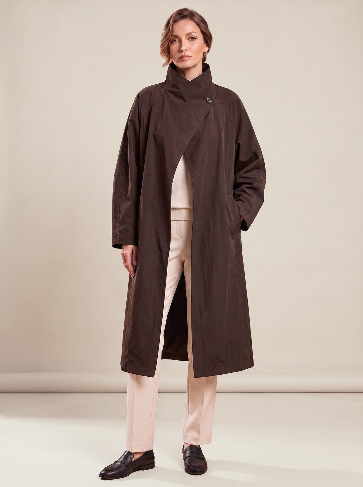 Irène Coat in chocolate brown