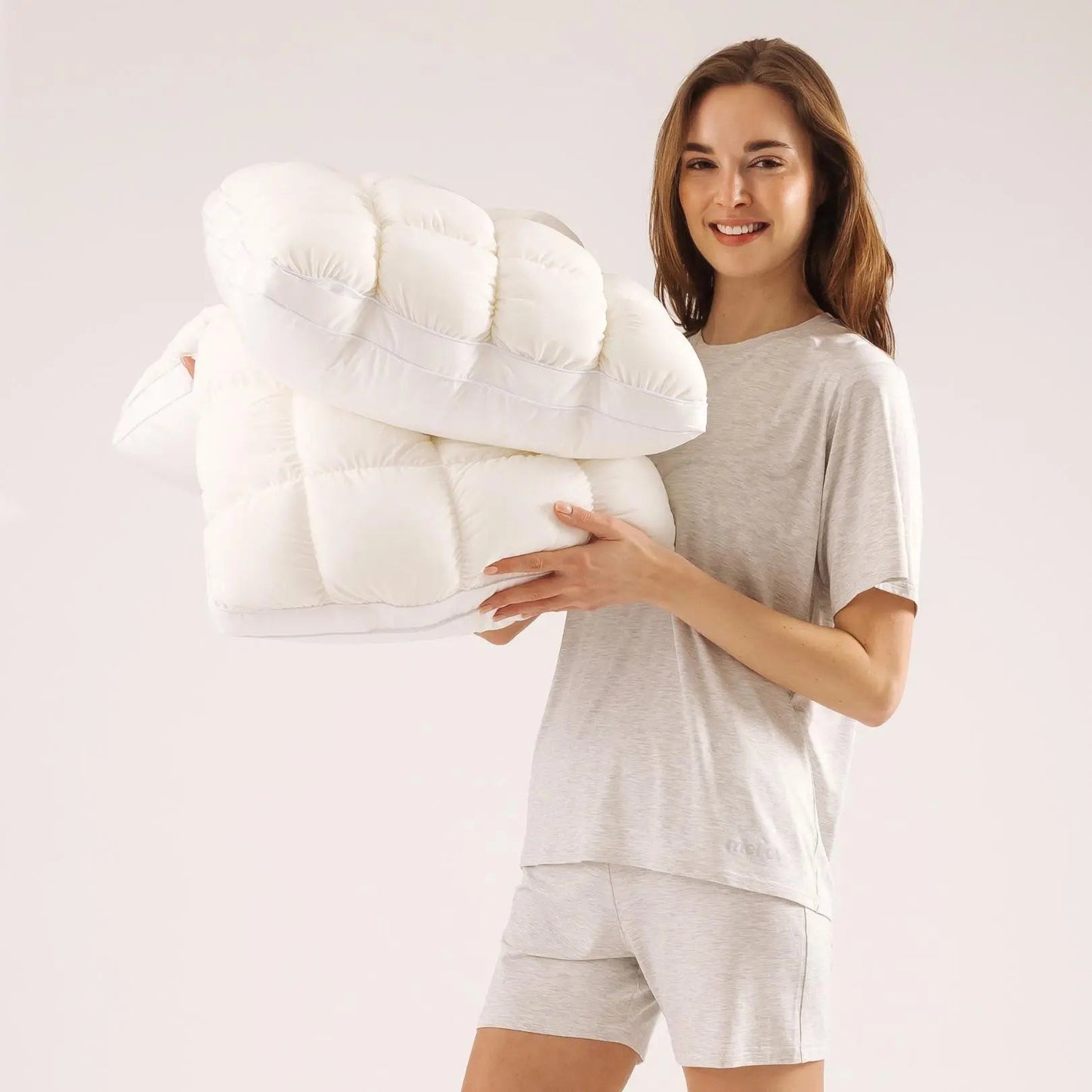 Lushko Cloud Pillow – soft quilted puff-grid cooling pillow