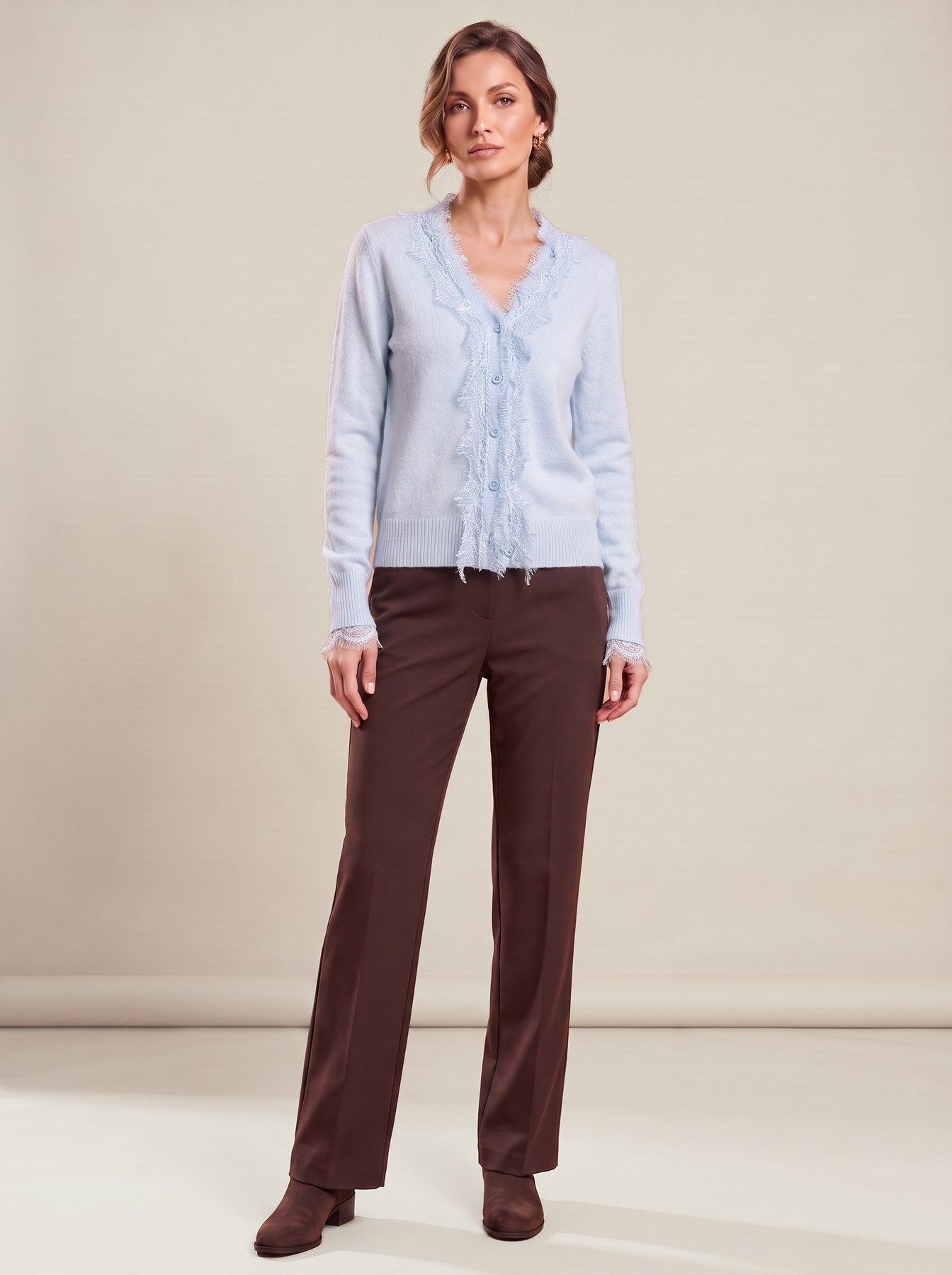 White V-Neck Cardigan in light sky blue