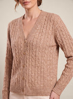 Edwige Cardigan, detail of the buttons and cable knit