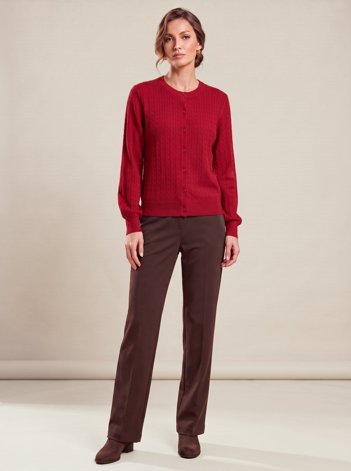 Éliane Cardigan in cherry red
