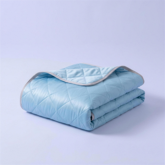 Lushko cooling summer blanket in Sky Blue — ice-silk quilted cooling quilt