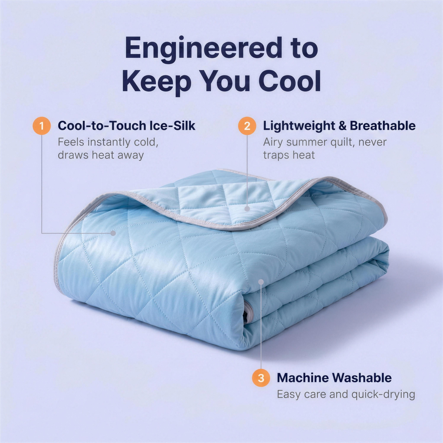 Engineered to Keep You Cool - cooling blanket feature infographic
