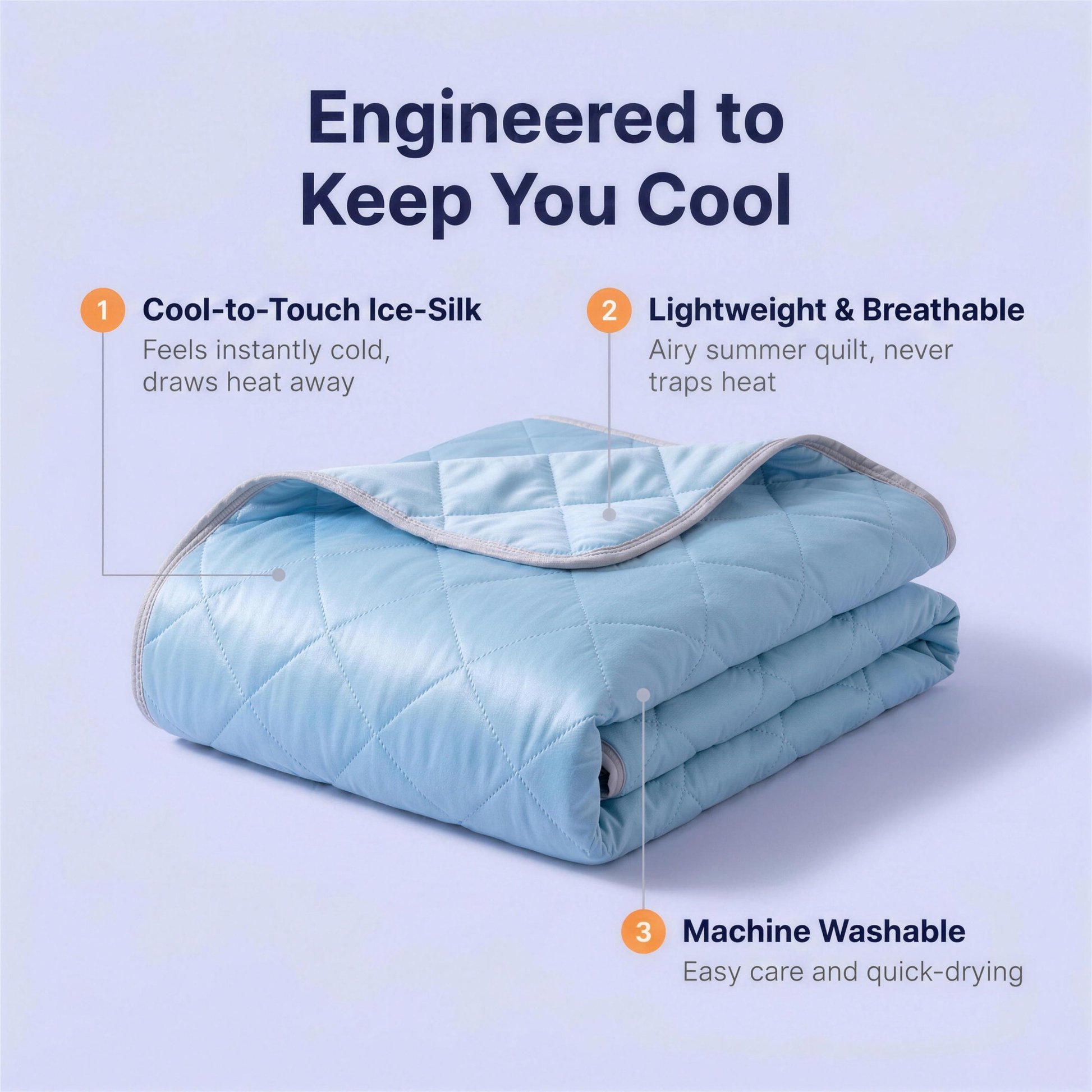 Engineered to Keep You Cool - cooling blanket feature infographic