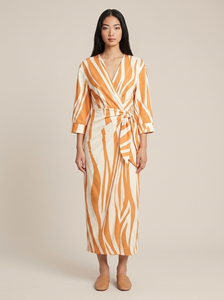Mireille Dress – Orange white