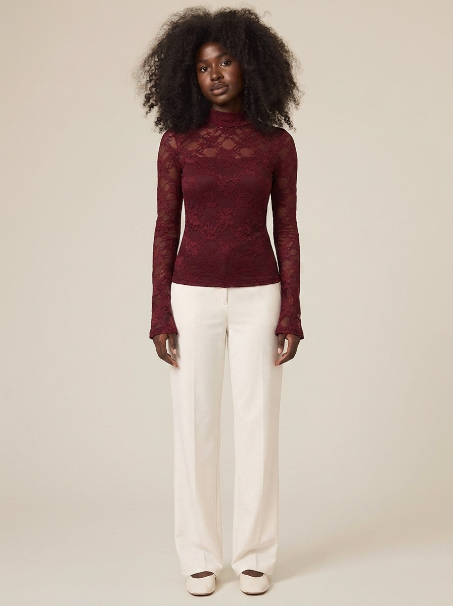 Solène Top – Dark red