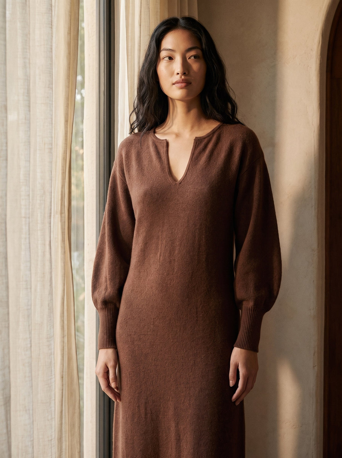 Chloé dress in Coffee, worn