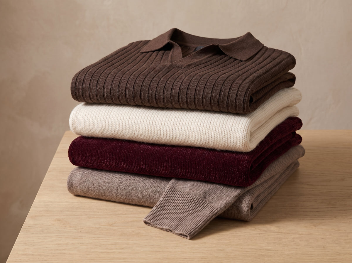 Folded knitwear pieces in this season's colours