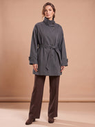 Manteau Mi-Long Gris porté