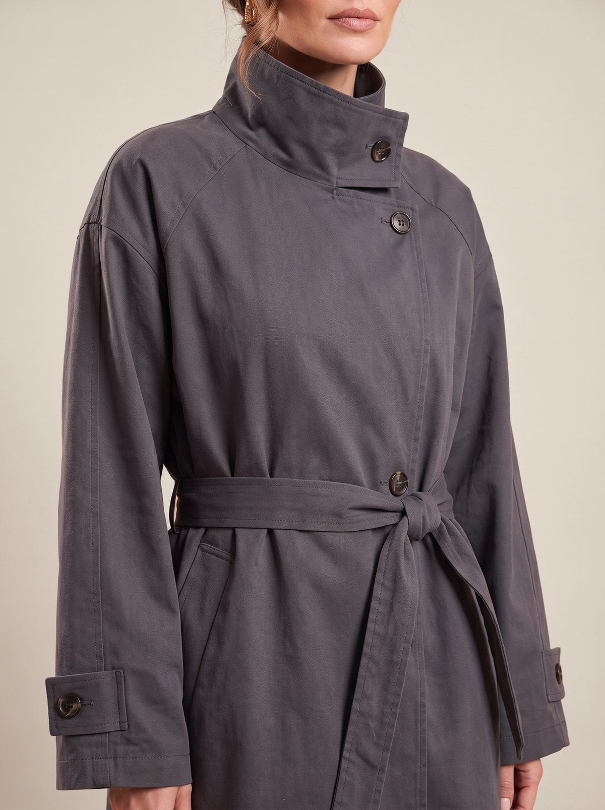 Fabienne Coat, detail of the collar and belt