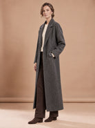 Manteau Rayé Gris vu de trois-quarts