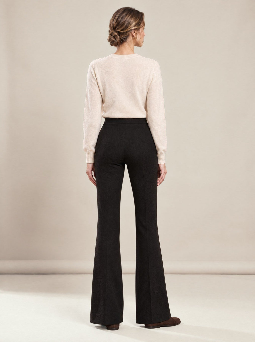 Black Flare Trousers, back view