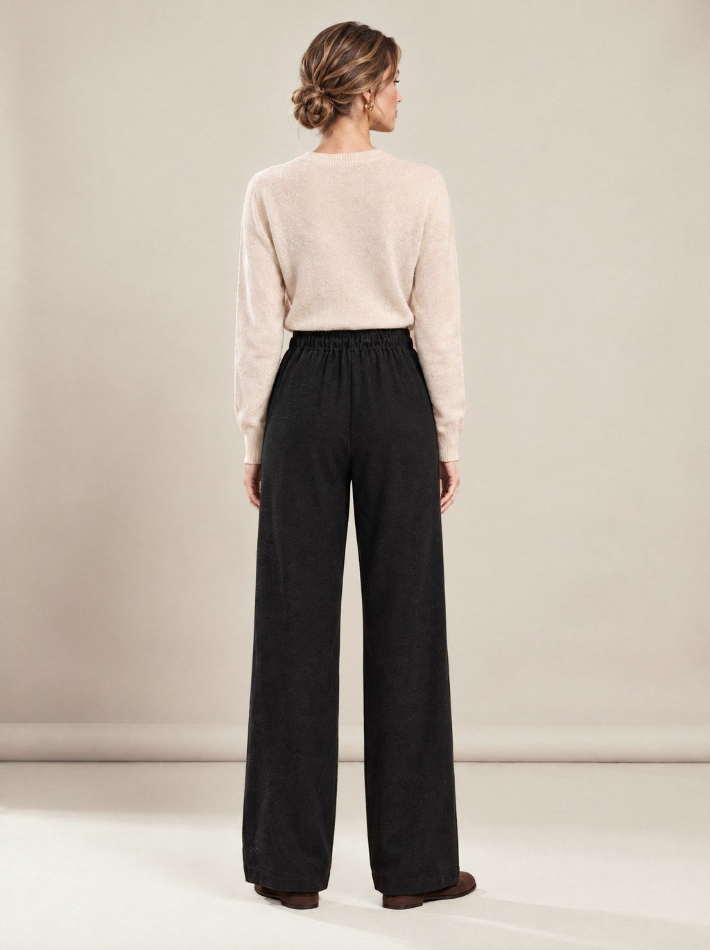 Black Wide-Leg Trousers, back view