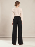 Black Wide-Leg Trousers, back view