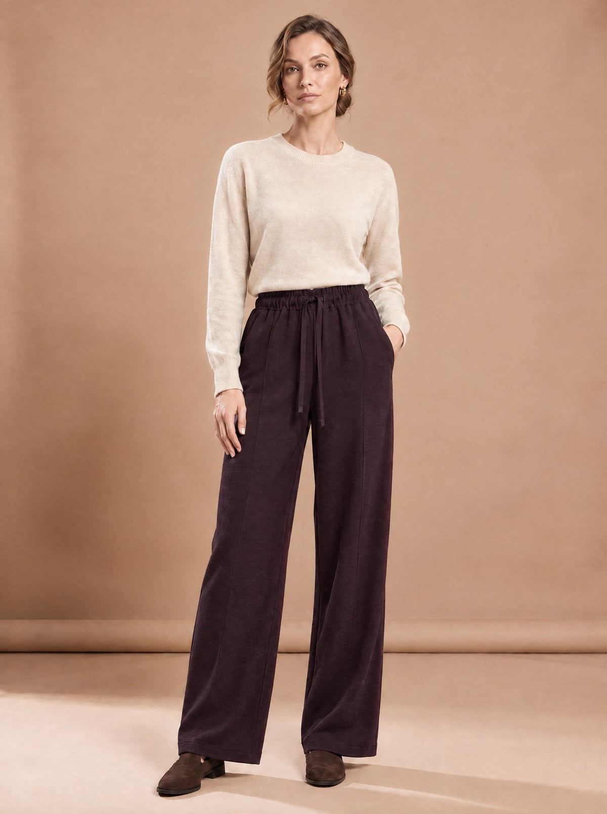 Pantalon Large Noir prune