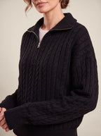 Yolande Jumper, detail of the zip collar and cable knit