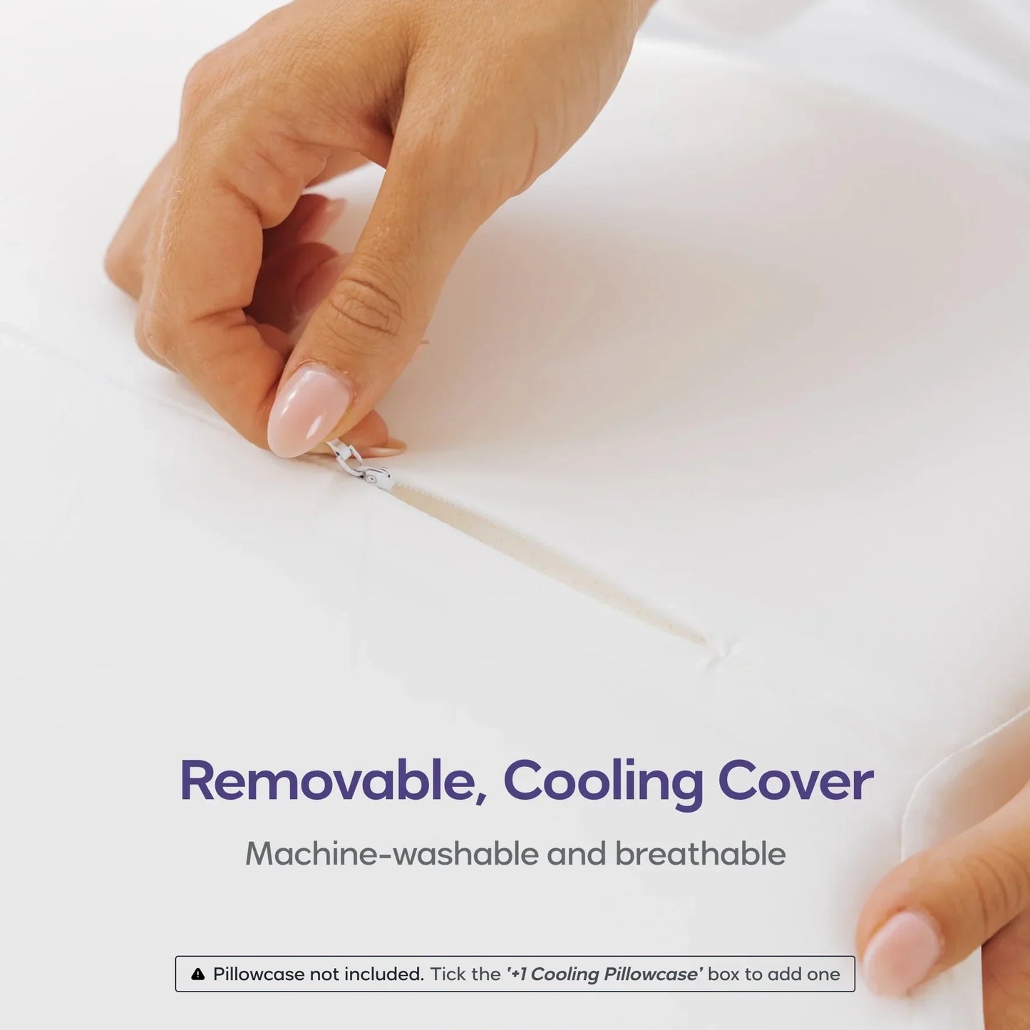 Removable cooling cover on the Lushko ergonomic memory foam neck support pillow